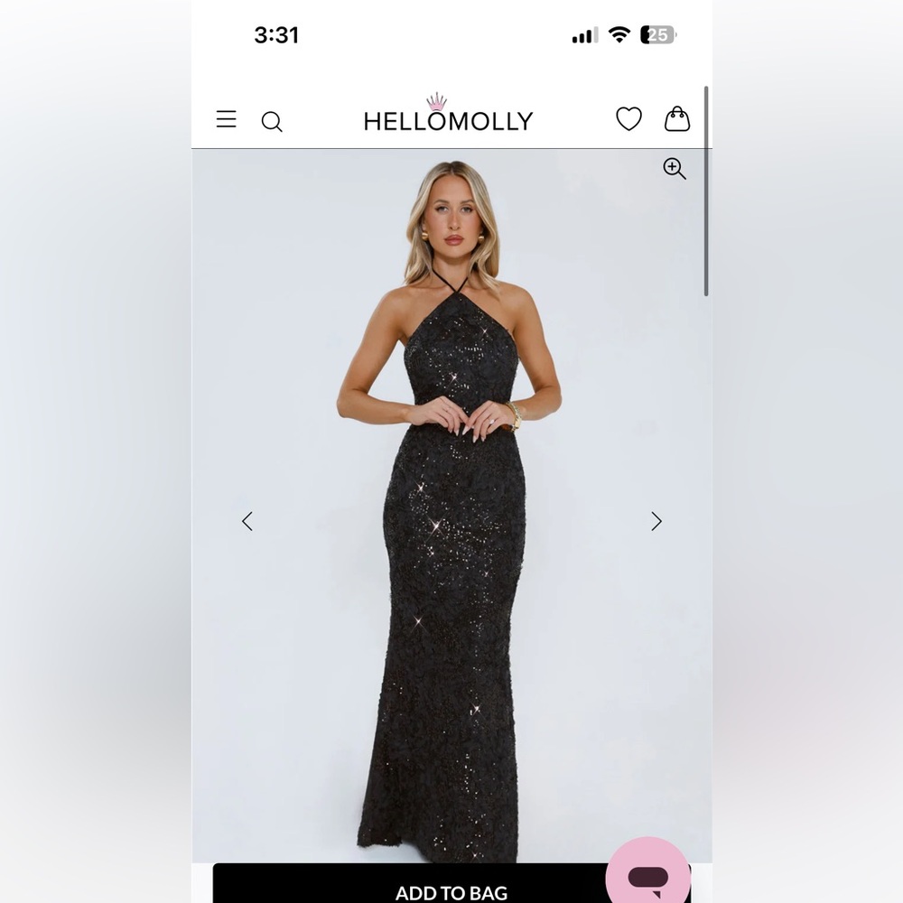 Hello Molly Black Sequin Halter Maxi Dress
